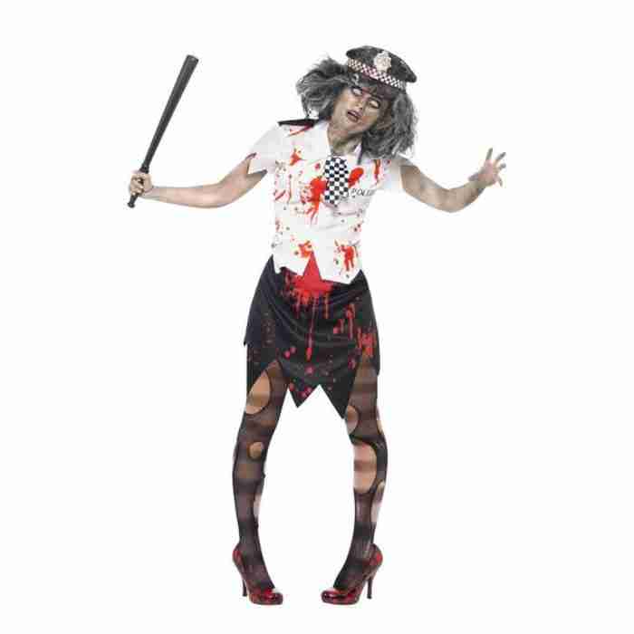 Zombie Polizistin Kostüm mit Rock, Hemd und Hut - carnivalstore.de