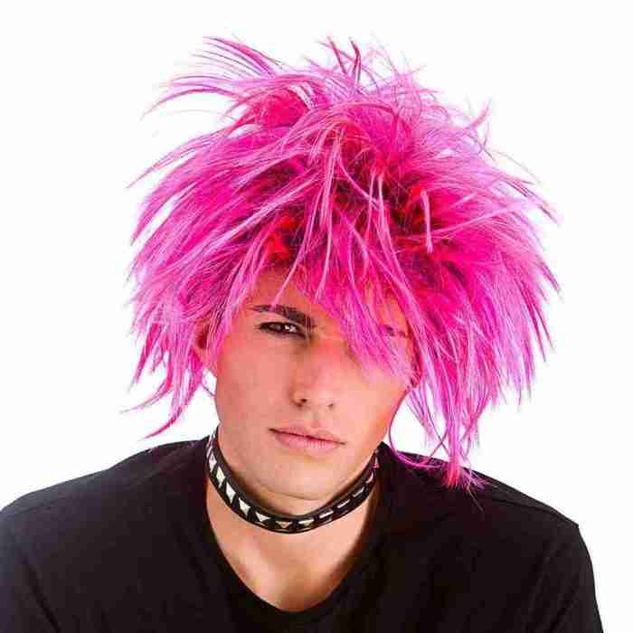 80er Jahre Perücke Pink Rocker Style Mottoparty