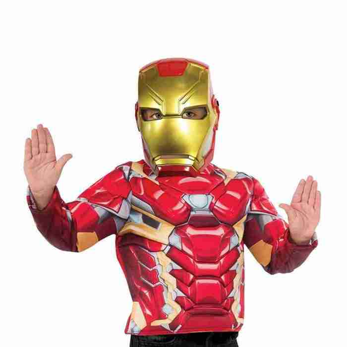 Iron Man Maske Kinder metallisch rot gold Marvel Superhelden Kostüm