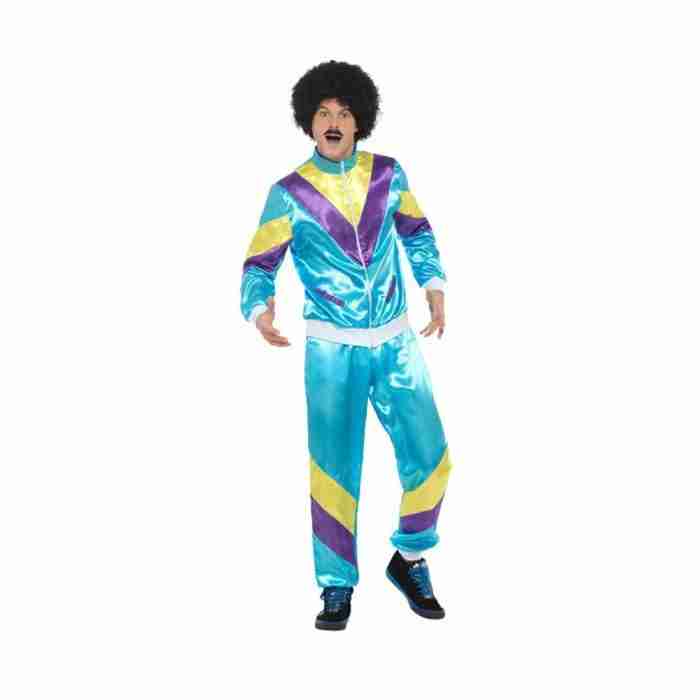 80er Jahre Trainingsanzug Kostüm Herren Blau Shell Suit - carnivalstore.de