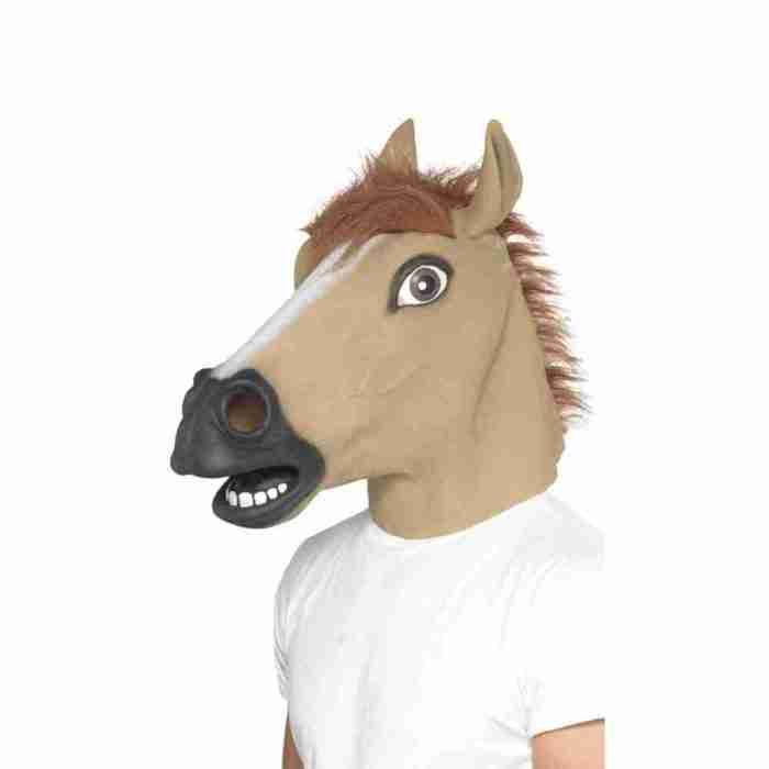 Pferdemaske Latex beige Tiermaske Karneval Fasching Kostüm