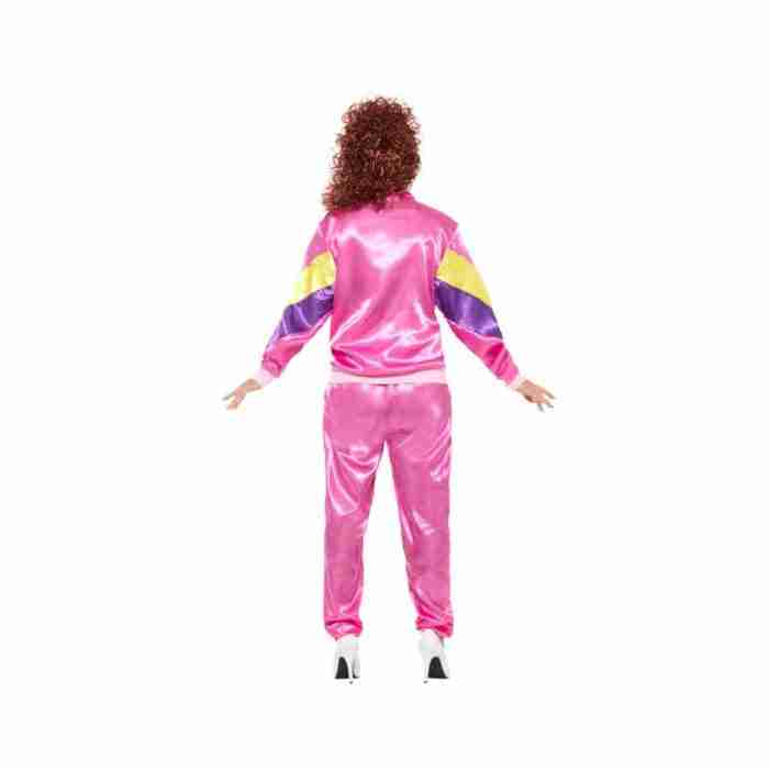 Damen 80er Jogginganzug Kostüm Rosa Rückansicht - carnivalstore.de