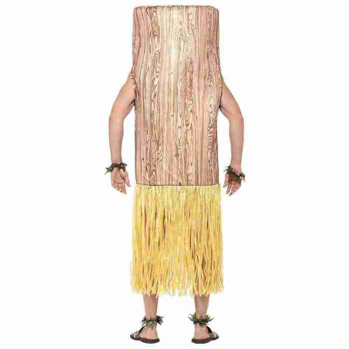 Tiki Kostüm Braun Rückansicht mit Accessoires Südsee Verkleidung