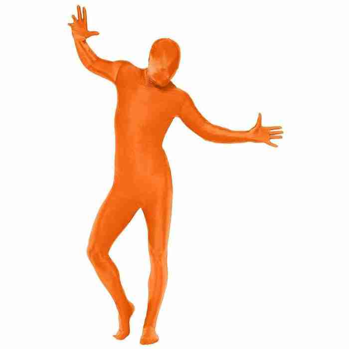 Orange Second Skin Anzug Seitenansicht mit Bauchtasche