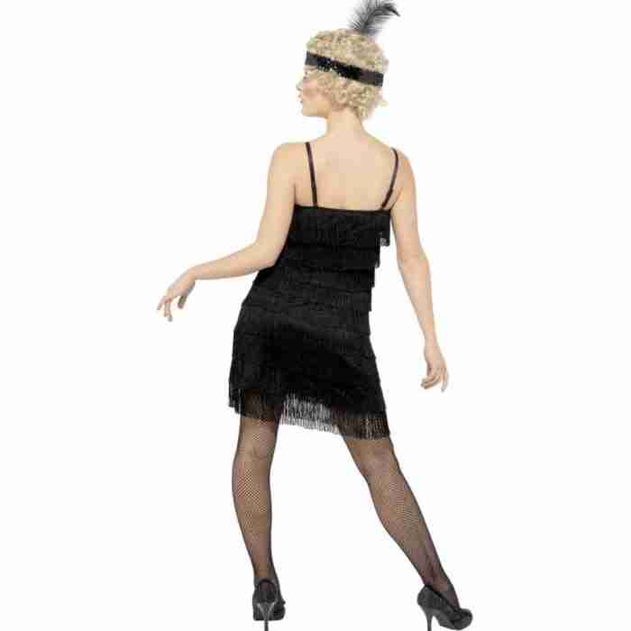 20er Jahre Flapper Kostüm Schwarz Rückansicht - carnivalstore.de