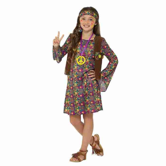 Hippie Kostüm Mädchen komplettes Set mit allen Accessoires - carnivalstore.de
