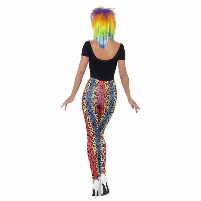 Neon Leoparden Leggings 80er Jahre Retro Kostüm Damen bunt