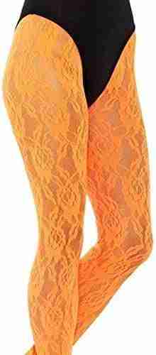 Neon Orange Spitzenleggings 80er Jahre Party Accessoire Detail
