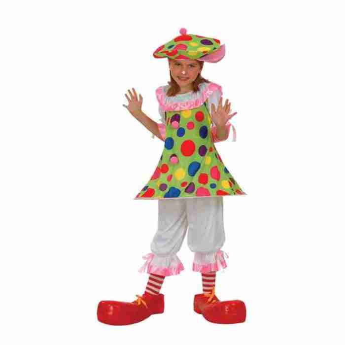Clown Kostüm Mädchen grün weiß gepunktet Karnevalskostüm