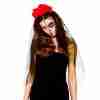 Tag der Toten Schleier schwarz mit roten Rosen Halloween Accessoire Damen