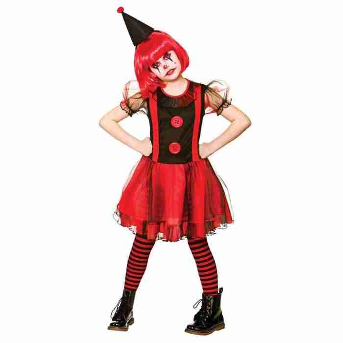 Gruseliges Clown Kostüm für Kinder - Halloween Verkleidung rot-schwarz