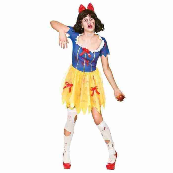 Halloween Kostüm Zombie Schneewittchen Damen blau gelb Verkleidung