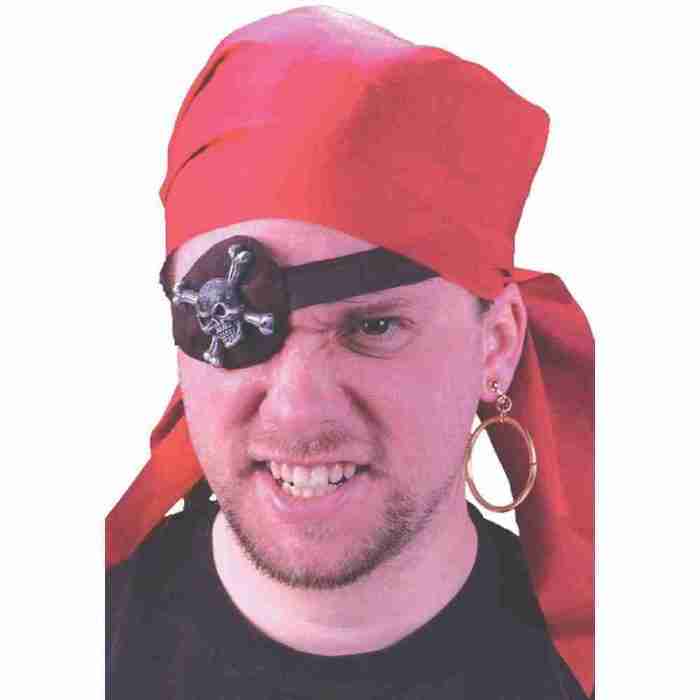 Piraten Augenklappe schwarz mit goldenem Ohrring Karneval Accessoire
