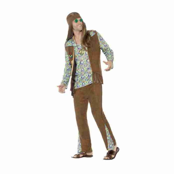 Herren 60er Jahre Hippie Kostüm Detailansicht mit Stirnband - carnivalstore.de