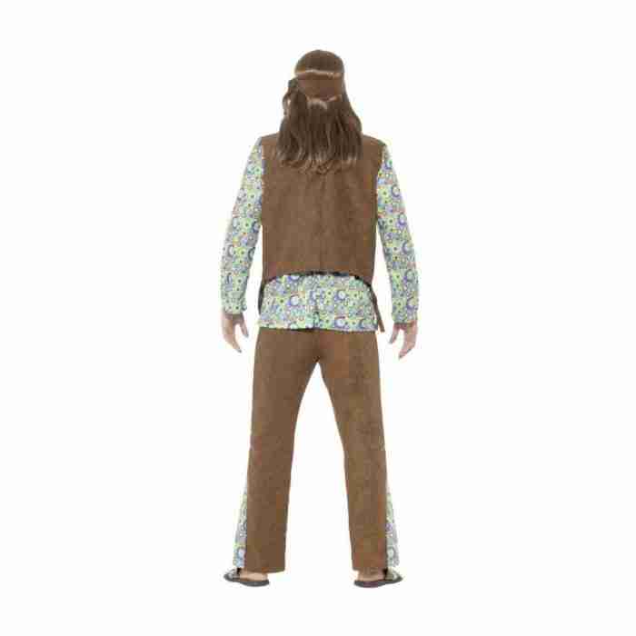 Herren 60er Jahre Hippie Kostüm Rückansicht mit Weste und Medallion - carnivalstore.de