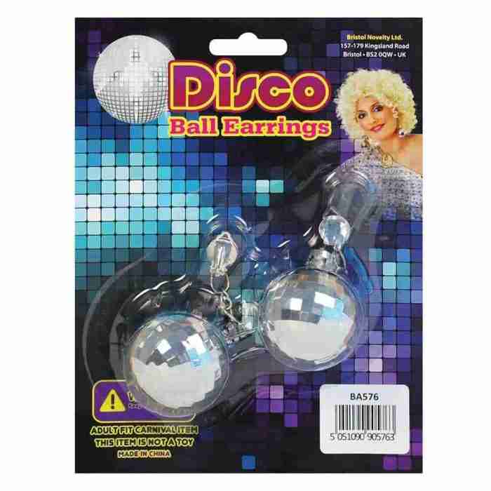 Disco Ball Ohrringe Kostüm Accessoire glitzernd Spiegelkugel