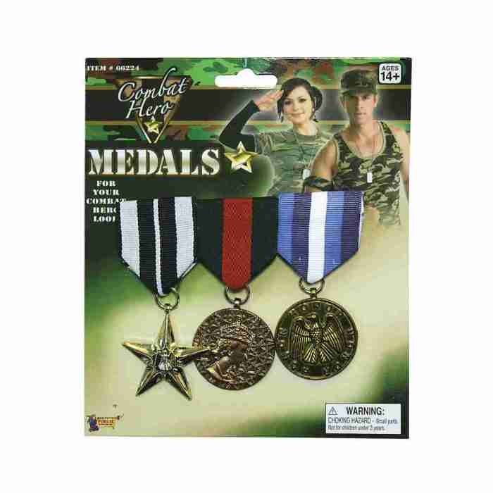 Militär Orden Set 3-teilig Kampfheld Medaillen Pack Militärkostüm Accessoires
