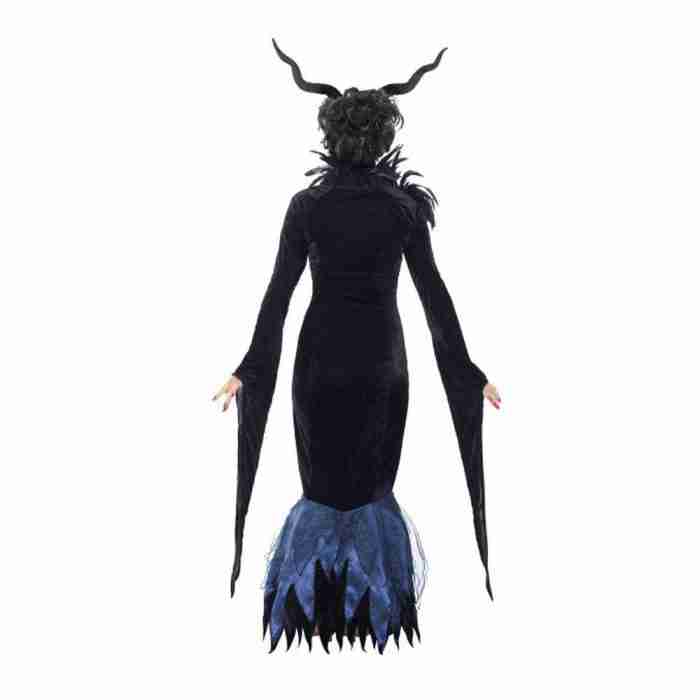 Lady Raven Kostüm Damen Rückansicht mit Federdetails - carnivalstore.de