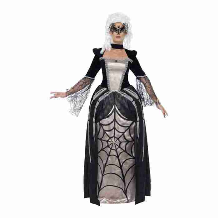Schwarze Witwe Baronin Kostüm Damen Halloween Verkleidung schwarz