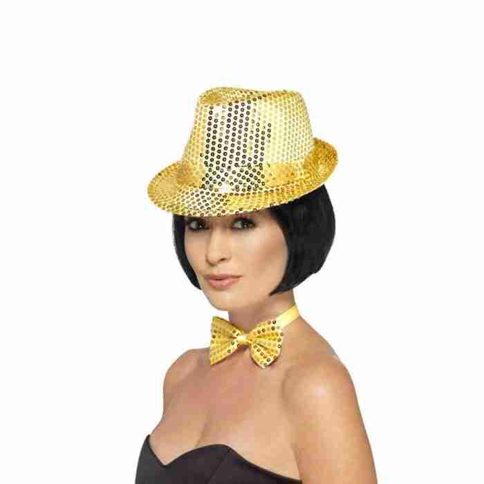 Pailletten Trilby Hut Gold - carnivalstore.de