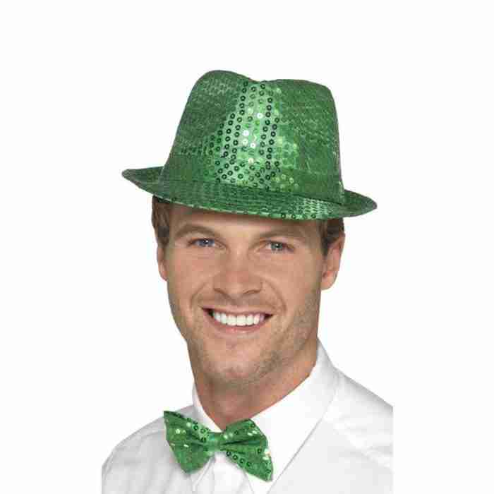Pailletten Trilby Hut Silber - carnivalstore.de