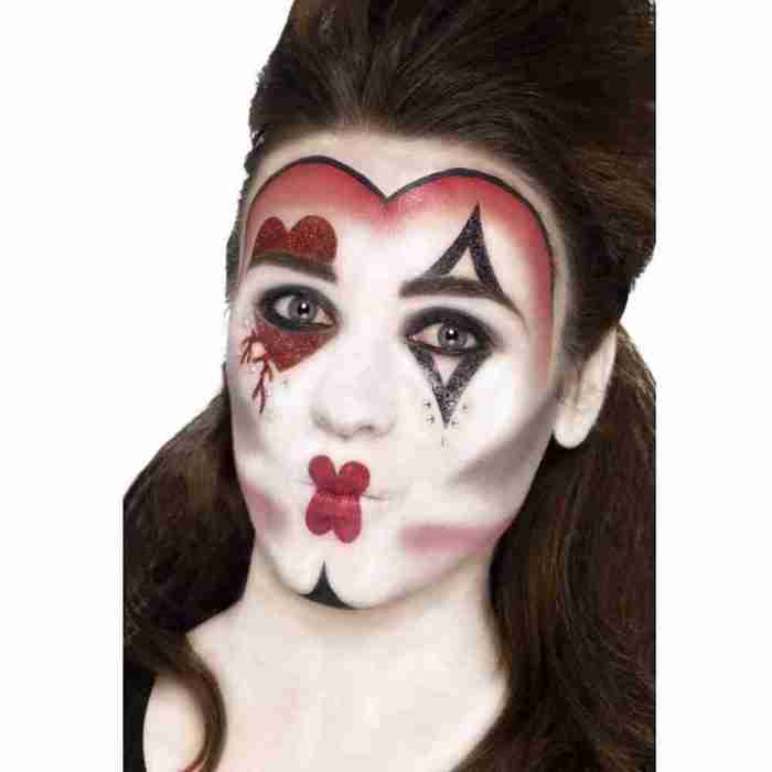 Karneval Schminke Set Queen of Hearts mit Gesichtsfarben