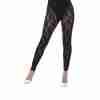80er Jahre Spitzen-Leggings Damen schwarz Retro Kostüm