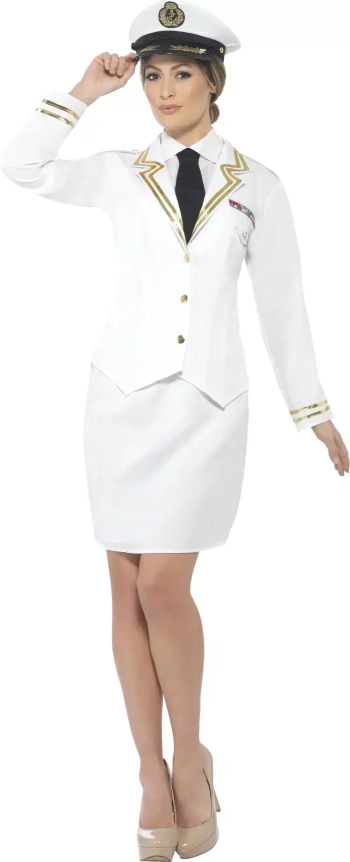 Marineoffizier Kostüm Damen - Detailansicht mit Jacke und Mütze