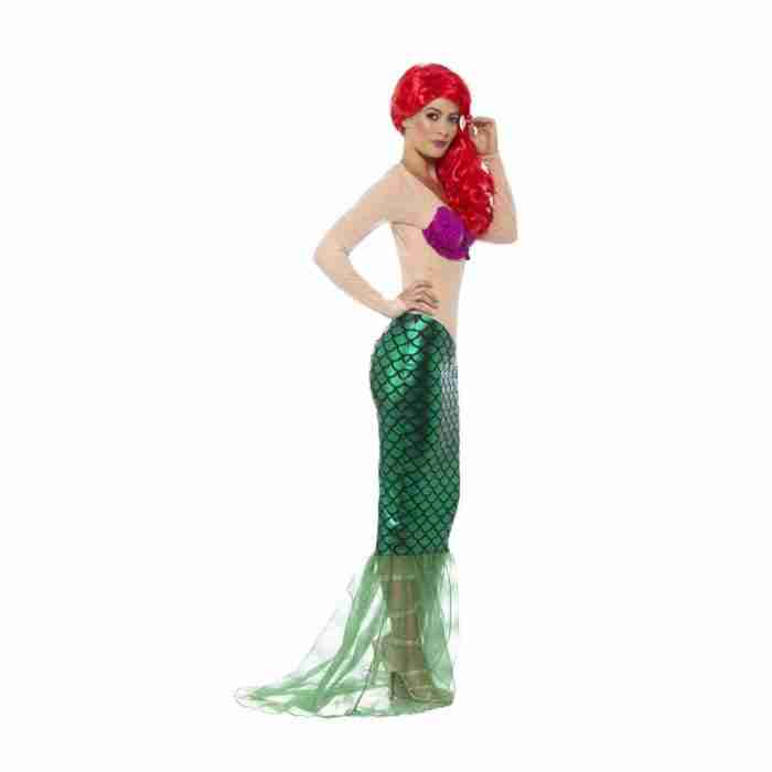 Meerjungfrau Kostüm Damen Deluxe Pailletten Grün - carnivalstore.de