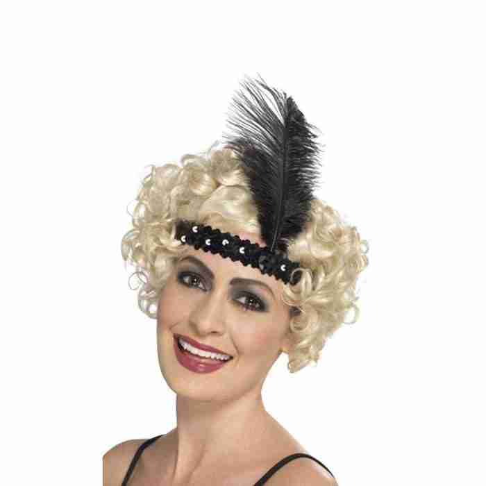 Flapper Stirnband schwarz mit Feder - carnivalstore.de