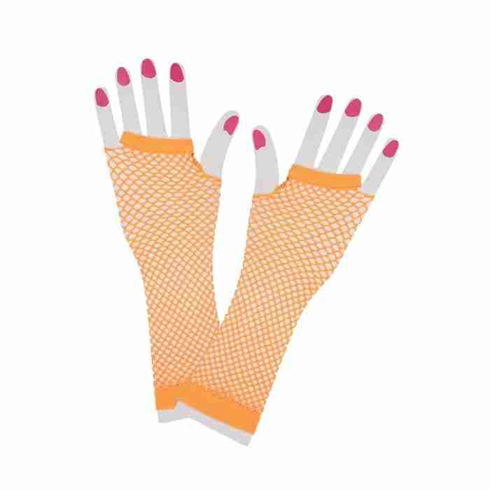 80er Netzhandschuhe Lang in Neon Grün - Carnival Store GmbH