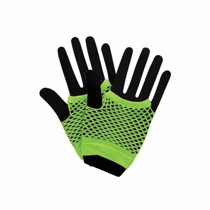80er Jahre Netzhandschuhe Neon Grün Punk Style - Carnival Store GmbH
