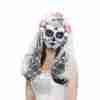 Tag der Toten Maske Braut weiß Vollgesicht mit Rosen und Schleier Halloween
