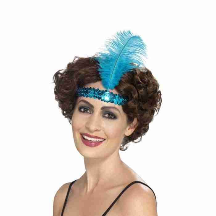 Flapper Stirnband 1920er Jahre Blau - carnivalstore.de
