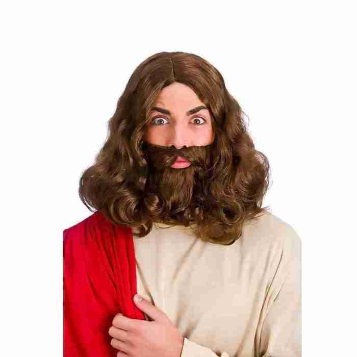 Jesus Perücke mit Bart braun Weihnachts Kostüm Zubehör