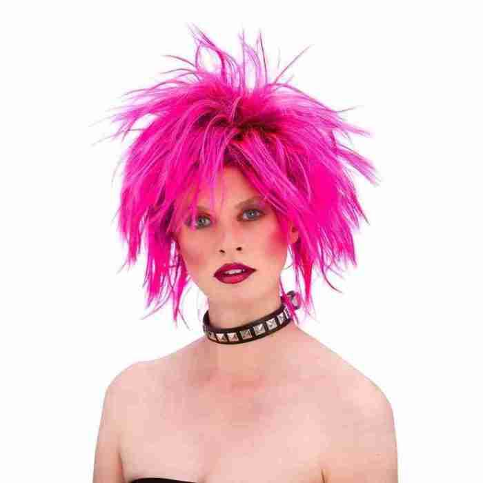80er Jahre Perücke Pink wilde Retro Frisur Karneval