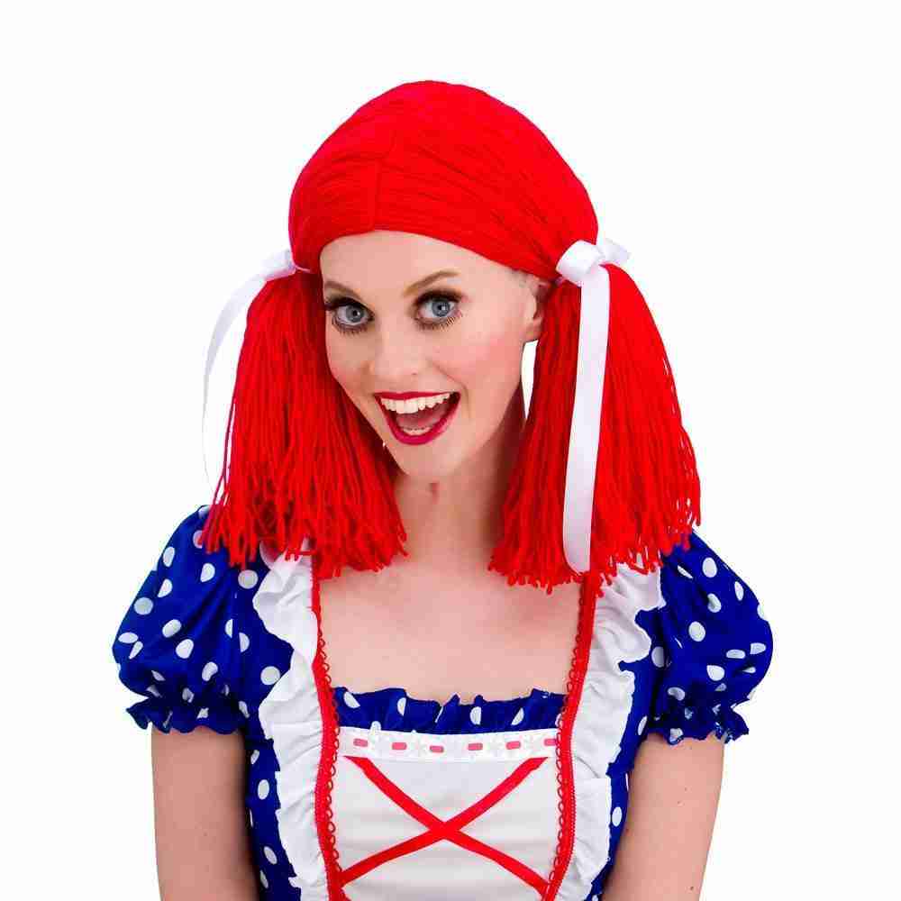 Stoffpuppen Perücke rot Rag Doll Karneval Verkleidung Damen