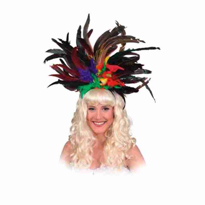Karneval Kopfschmuck mehrfarbig bunte Federn Fasching Damen