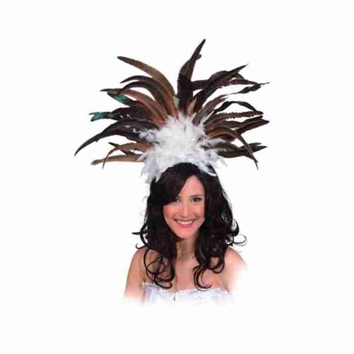 Karneval Kopfschmuck Braun Samba Federschmuck Damen Faschingskostüm