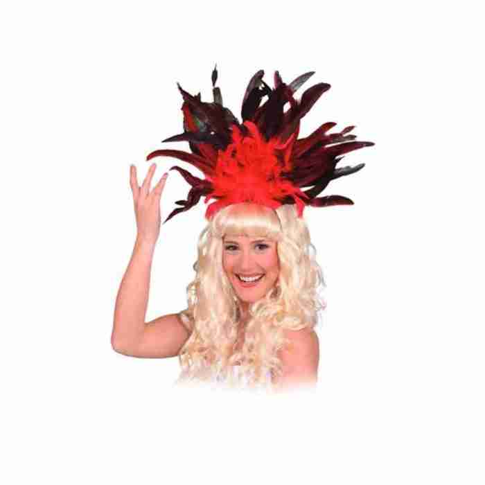 Karneval Kopfschmuck Rot Feder Headdress Damen Fasching