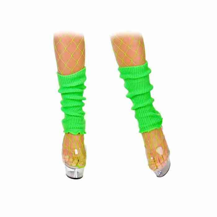 80er Beinwärmer Neon Grün - Vintage Tanzflächen Look