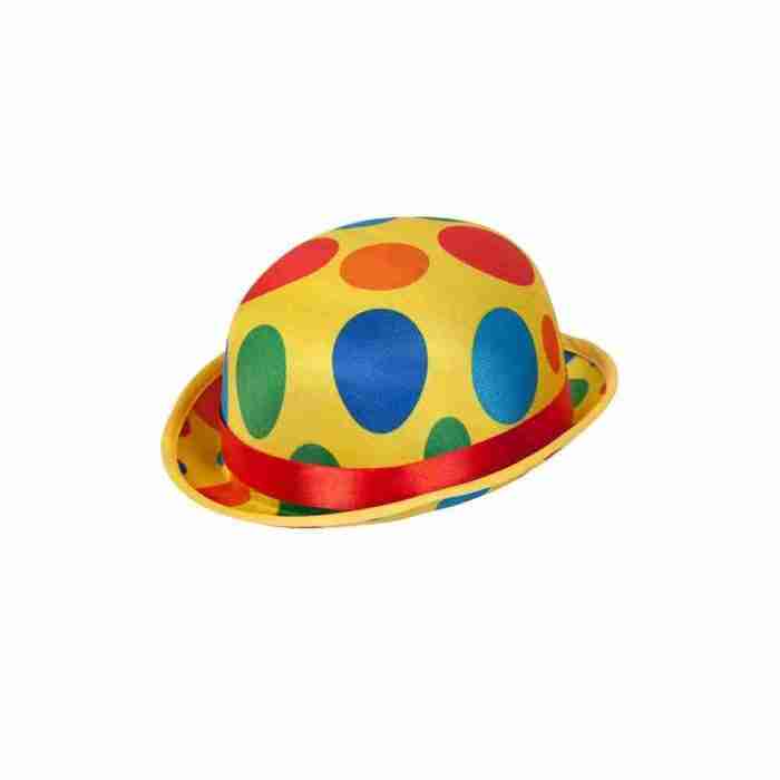 Clown Melone Hut gelb mit bunten Punkten Karnevalshut