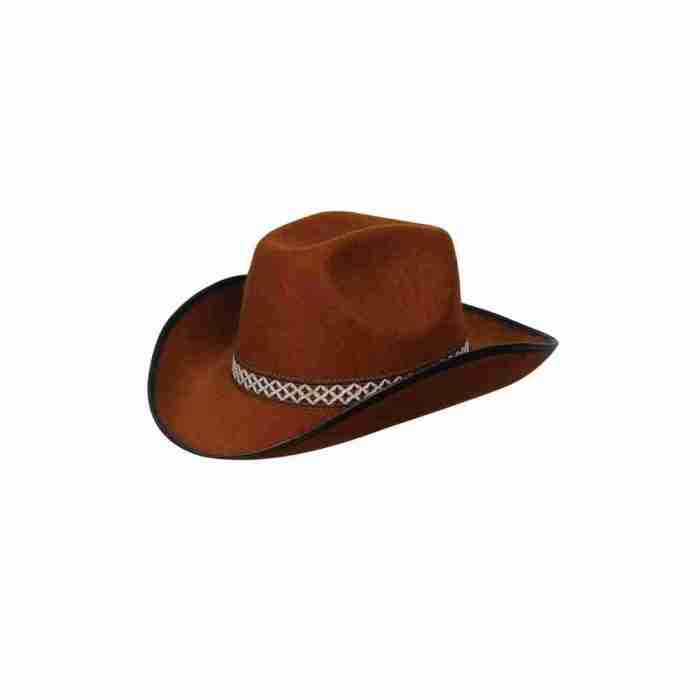 Cowboy Hut Braun mit dekorativem Band Western Style Karneval
