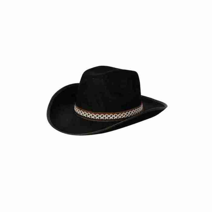 Cowboy Hut Schwarz mit dekorativem Band Western Stil Karneval