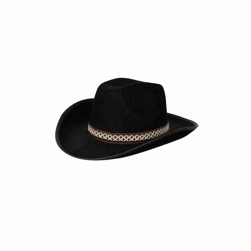 Cowboy Hut Schwarz mit dekorativem Band Western Stil Karneval