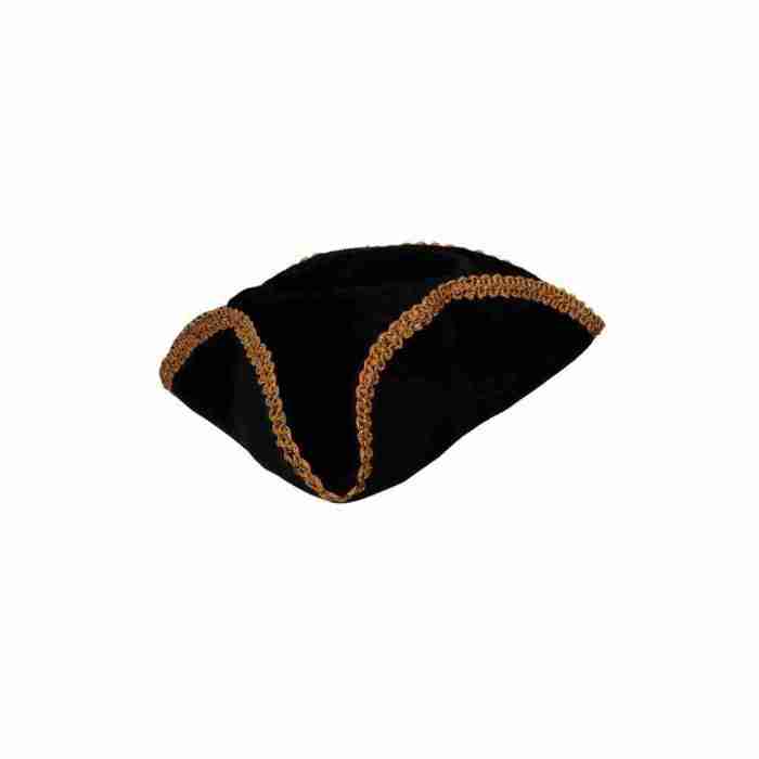 Piraten Hut schwarz mit Gold Borte Karneval Accessoire
