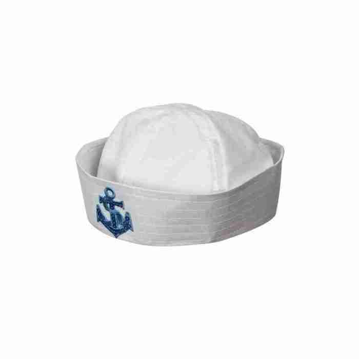 Matrose Hut Pailletten Anker weiß Sailor Doughboy Hat Karneval