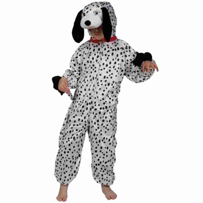 Dalmatiner Kostüm Kinder - Schwarz-weißer Jumpsuit mit Kapuze