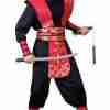 Ninja Kostüm Herren Schwarz Rot - Komplettes Krieger Outfit