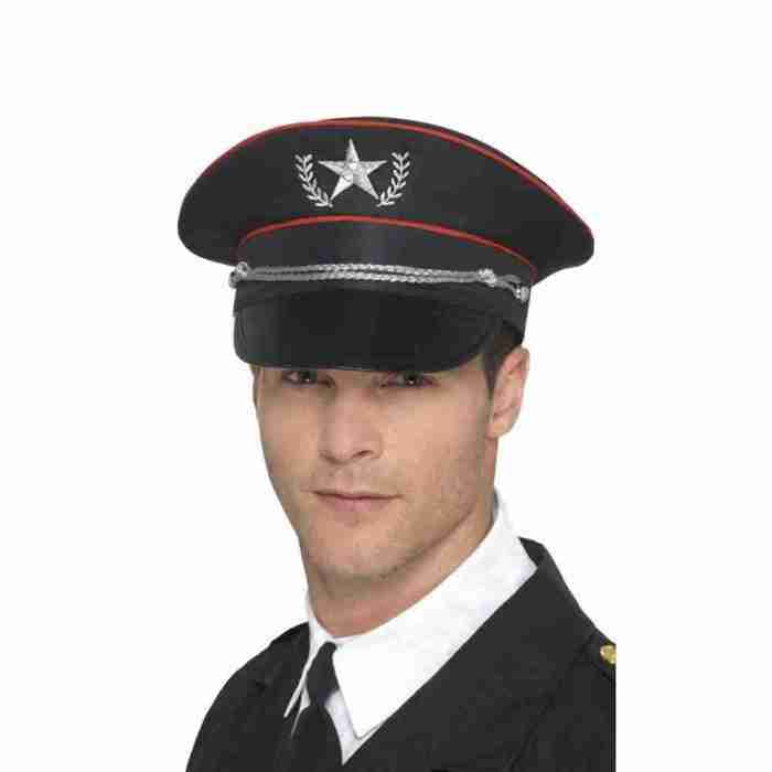 Militär Hut schwarz Deluxe Karneval Fasching Kostüm Accessoire
